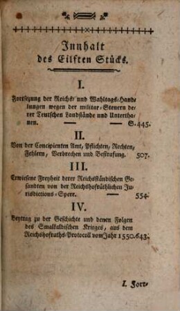 Johann Jacob Mosers, Königlich-Dänischen Etats-Raths, Abhandlung verschiedener besonderer Rechts-Materien, 11