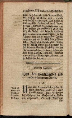 Drittes Capitel. Von den Kegelschnitten und andern krummen Linien.