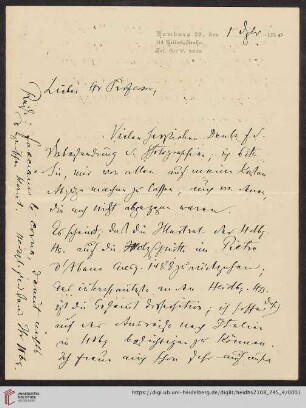 Brief von Aby Moritz Warburg an Franz Boll