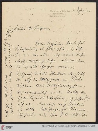 Brief von Aby Moritz Warburg an Franz Boll