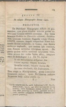 Sectio IV. De reliquis Mimographis Romae claris.