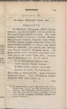 Sectio IV. De reliquis Mimographis Romae claris.