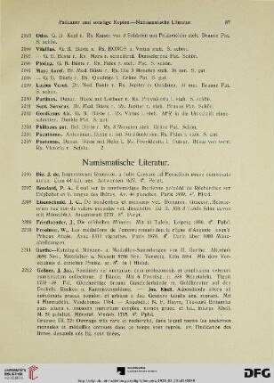 Numismatische Literatur (Nr. 2206-2243)