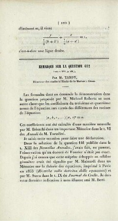 Remarque sur la question 412.