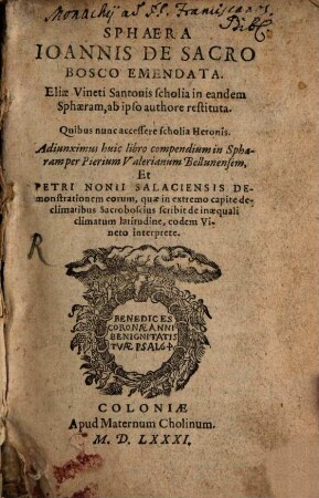 Sphaera Ioannis de Sacro Bosco emendata
