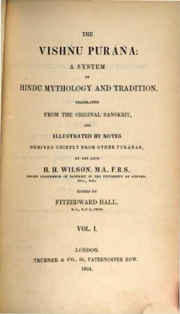 Works. 6, Vol. 6 : The Vishṅu Purāṅa: a system of Hindu mythology and tradition ; 1