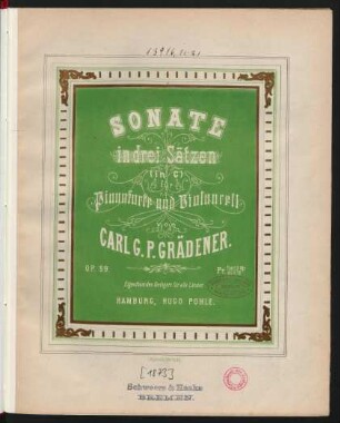 Sonate in drei Sätzen (in C) für Pianoforte und Violoncell : op. 59