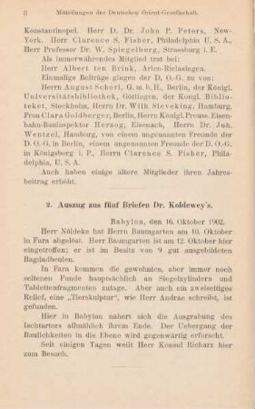 2. Auszug aus fünf Briefen Dr. Koldewey's