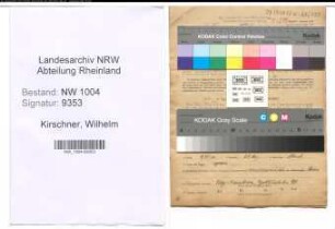 Entnazifizierung Wilhelm Kirschner , geb. 08.07.1892 (Schmied)