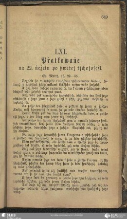 LXI. Pṙatkowaṅe na 22. ṅeżelu po ßwėtej tschojoscżi