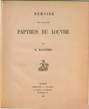 Mémoire sur quelques Papyrus du Louvre