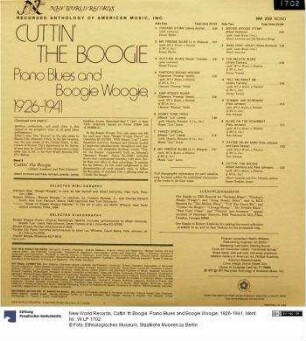 Cuttin' th Boogie. Piano Blues and Boogie Woogie, 1926-1941