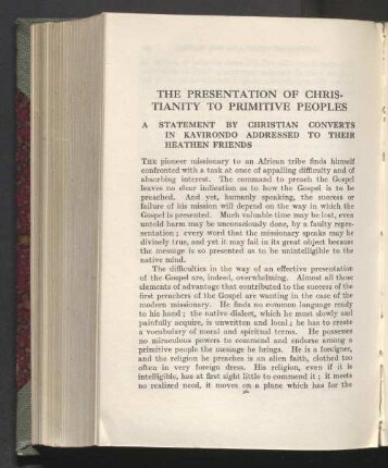 The presentation of christianity to primitive peoples