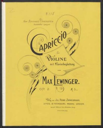 Capriccio für Violine mit Klavierbegleitung : Op. 2