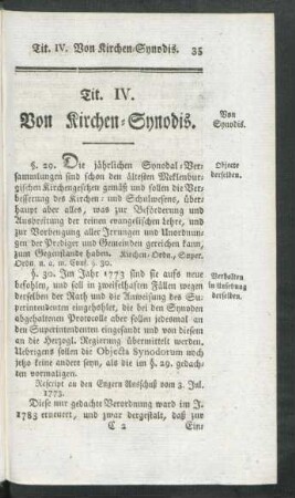 Tit. IV. Von Kirchen-Synodis.