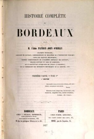 Histoire complète de Bordeaux, 1,1