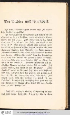 Der Dichter und sein Werk