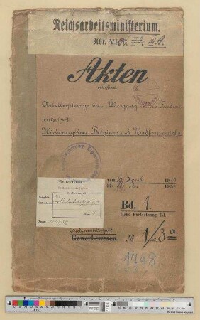 Arbeiterfürsorge beim Übergang in die Friedenswirtschaft, Wiederaufbau Belgiens und Nordfrankreichs: Bd. 1