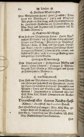 Verzeichniß aller Herren Reichs-Hof-Rähten [...]