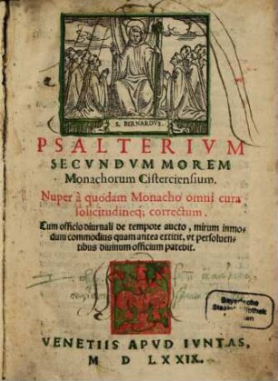 Psalterium Davidicum Monasticum Benedictinum ad usum relig. Ordinis Cisterciensis
