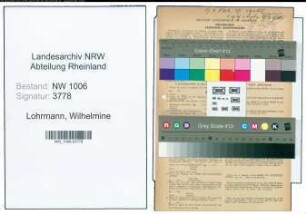 Entnazifizierung Wilhelmine Lohrmann , geb. 20.01.1901 (Angestellte)