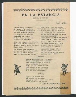 En la estancia : Zamba y estilo. A mi amigo Güido Baraldi