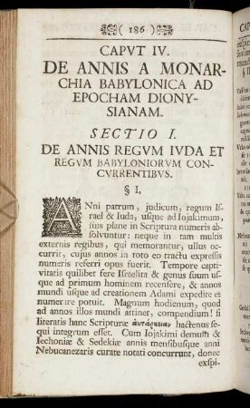 Caput IV. De Annis A Monarchia Babylonica Ad Epocham Dionysianam.