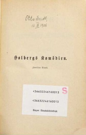 Holbergs ausgewählte Komödien, 2