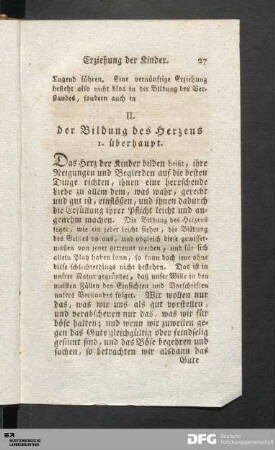 II. [Von] der Bildung des Herzens