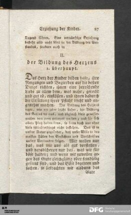 II. [Von] der Bildung des Herzens