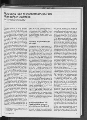 Nutzungs- und Wirtschaftsstruktur der Hamburger Stadtteile. Teil 2: Wirtschaftsstruktur
