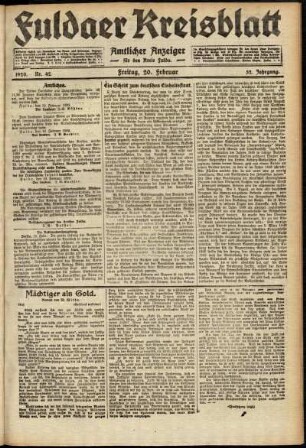 Ausgabe vom Freitag, den 20. Februar 1920.