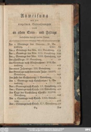 Anweisung wie die einzelnen Betrachtungen auch an jedem Sonn- und Festtage insbesondre benutzt werden können.