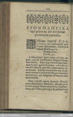 Chronologika Quaedam, Et Eodem pertinentia nonnulla