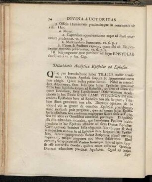 Dilucidatio Analytica Epistolae ad Ephesios.