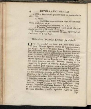 Dilucidatio Analytica Epistolae ad Ephesios.