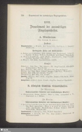 XVII. Departement der auswärtigen Angelegenheiten