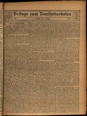 Zweite Ausgabe vom Sonntag, den 13. Januar 1929.