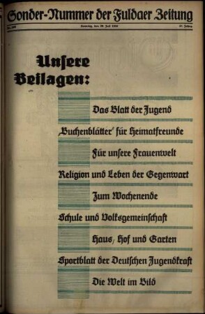 Zweite Ausgabe vom Sonntag, den 20. Juli 1930.