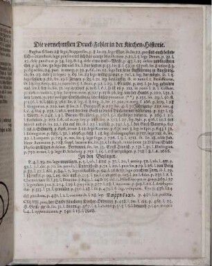 Die vornehmsten Druck-Fehler in der Kirchen-Historie