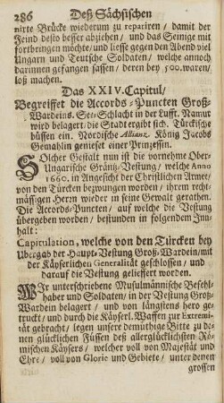 Das XXIV. Capitul/ Begreiffet die Accords-Puncten Groß-Wardeins. See-Schlacht in der Lufft. ...
