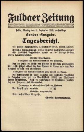 Ausgabe vom Montag, den 06. September 1915.