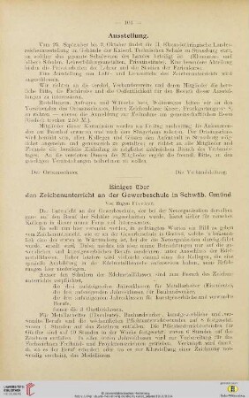 4: Einiges über den Zeichenunterricht an der Gewerbeschule in Schwäb. Gmünd