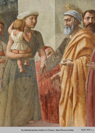 Freskenzyklus : Der heilige Petrus verteilt Almosen; Tod des Ananias