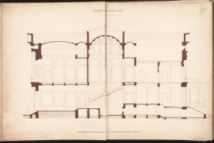 Palastartiges Wohnhaus, Berlin Schinkelwettbewerb 1858: Längsschnitt; Maßstabsleiste