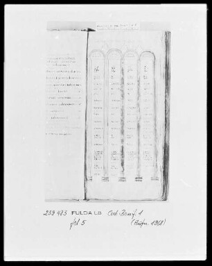 Victor-Codex, Evangelienharmonie nach Tatian; aus dem Besitz des heiligen Bonifatius — ---, Folio 5rectoKanontafel