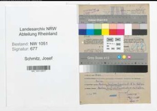Entnazifizierung Josef Schmitz , geb. 07.11.1911 (Bahninspektor)