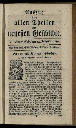 VII. Stück, Cob. den 14. Februar, 1759.