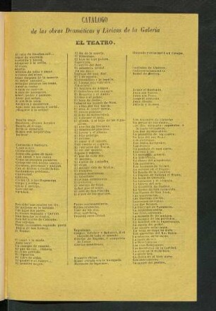 Catálogo de las obras Dramáticas y Líricas de la Galería