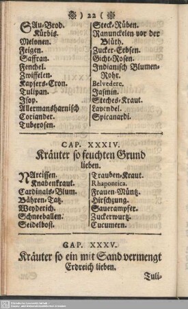 Cap. XXXIV. Kräuter so feuchten Grund lieben